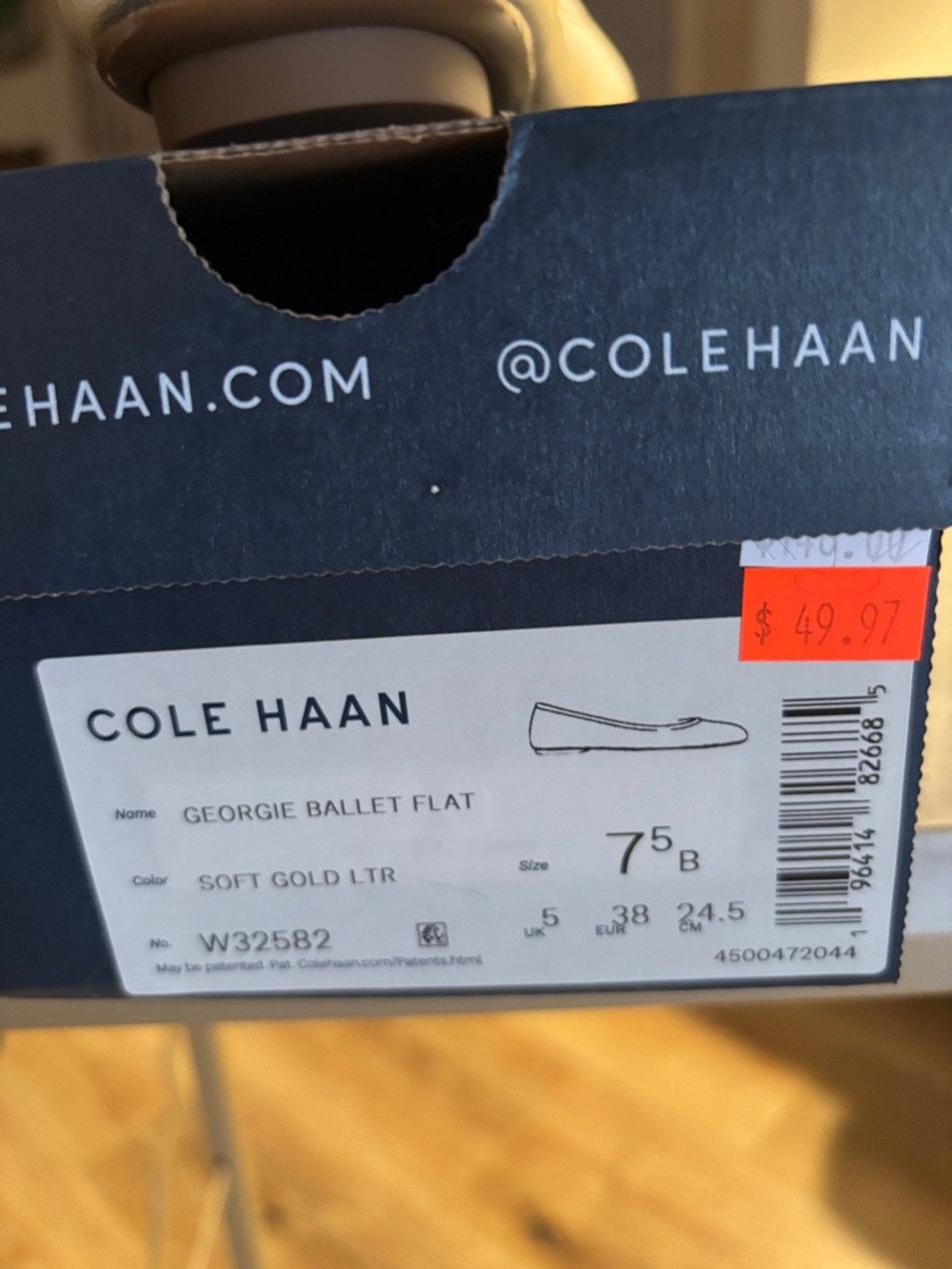 Cole Haan Metallic Gold Leather Ballet Flat - Picture 4 of 6